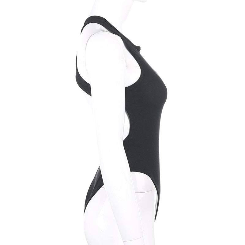 Backless Cross Tank Ribbed Knitted Solid Basic Body Fashion Sleeveless Bodysuits The Clothing Company Sydney