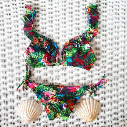 2 Piece Brazilian Women Print Side Tie Swimwear Push Up Swimsuit Bath Suit Bikini Set The Clothing Company Sydney