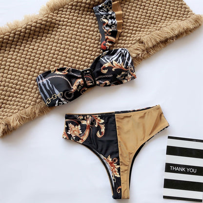 2 Piece Brazilian Women Print Side Tie Swimwear Push Up Swimsuit Bath Suit Bikini Set The Clothing Company Sydney