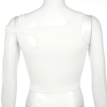 Sleeveless Summer White Tank Top Bandage Hollow Out Ribbed Crop Tops Tees Fashion Fitness Mini Vest Top The Clothing Company Sydney