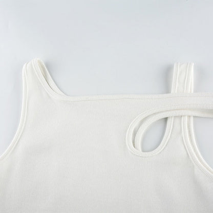 Sleeveless Summer White Tank Top Bandage Hollow Out Ribbed Crop Tops Tees Fashion Fitness Mini Vest Top The Clothing Company Sydney