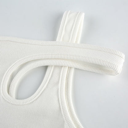 Sleeveless Summer White Tank Top Bandage Hollow Out Ribbed Crop Tops Tees Fashion Fitness Mini Vest Top The Clothing Company Sydney