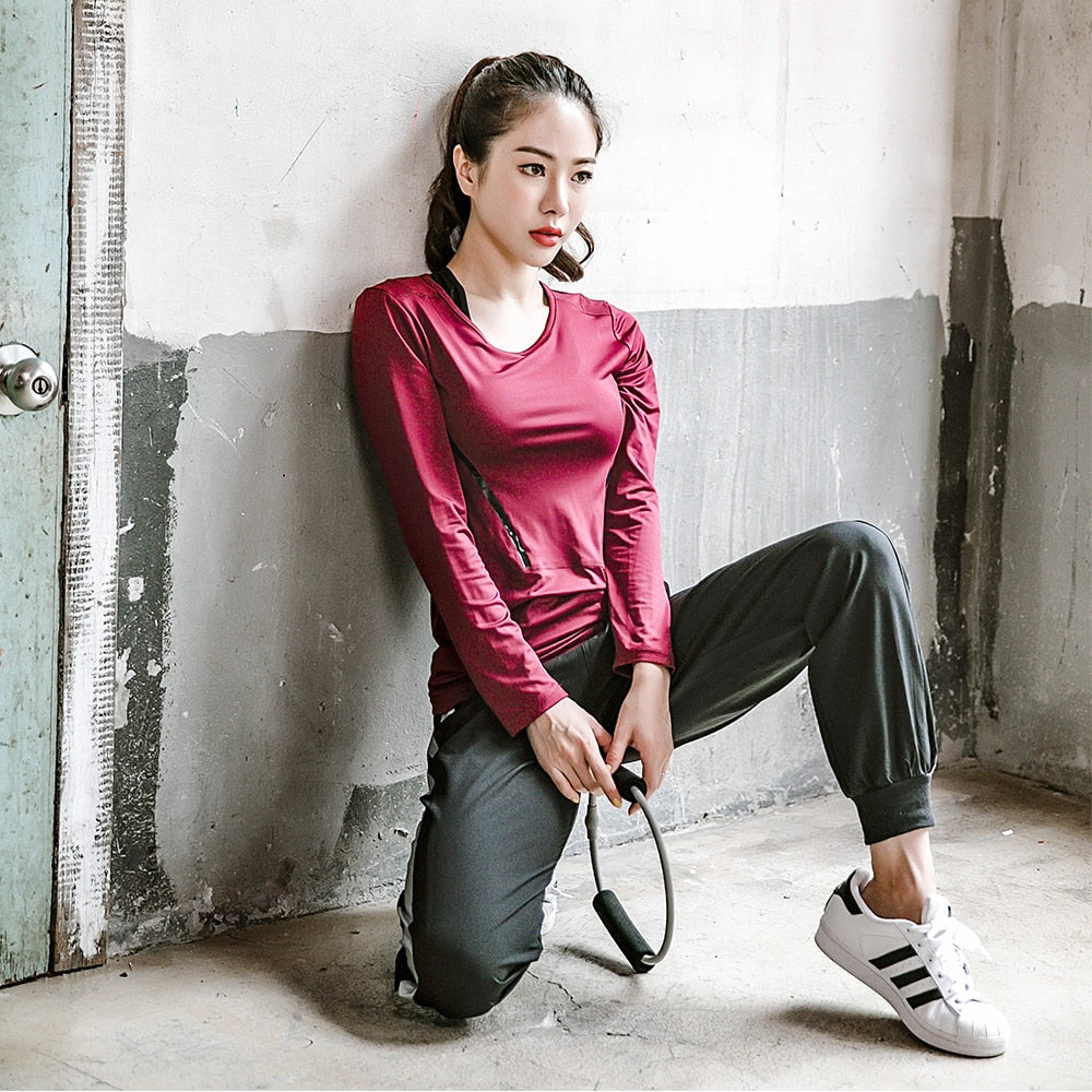 2 Piece Ladies Compression Running suits Sportswear Exercise Sports Gym Leggings long sleeve Yoga Jogging set The Clothing Company Sydney
