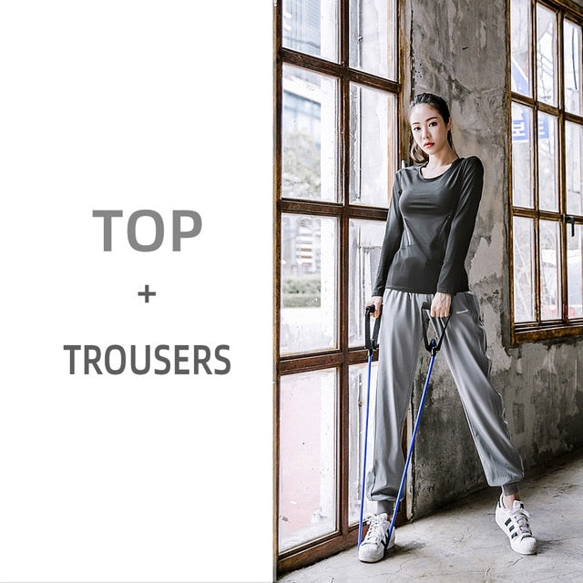 2 Piece Ladies Compression Running suits Sportswear Exercise Sports Gym Leggings long sleeve Yoga Jogging set The Clothing Company Sydney