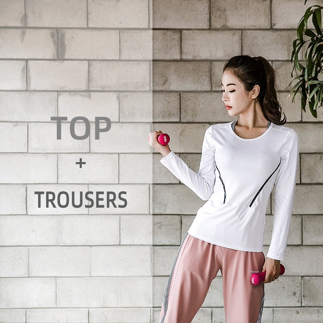 2 Piece Ladies Compression Running suits Sportswear Exercise Sports Gym Leggings long sleeve Yoga Jogging set The Clothing Company Sydney