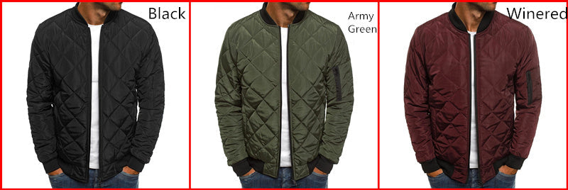 Men's Cotton-padded Solid Color Rhombus Seam Cotton Jackets Coat Overcoat Jacket The Clothing Company Sydney