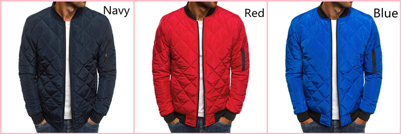 Men's Cotton-padded Solid Color Rhombus Seam Cotton Jackets Coat Overcoat Jacket The Clothing Company Sydney
