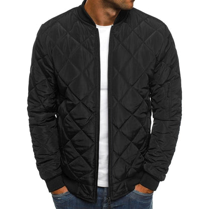 Men's Cotton-padded Solid Color Rhombus Seam Cotton Jackets Coat Overcoat Jacket The Clothing Company Sydney