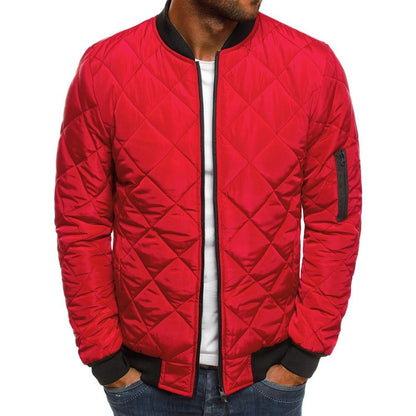 Men's Cotton-padded Solid Color Rhombus Seam Cotton Jackets Coat Overcoat Jacket The Clothing Company Sydney