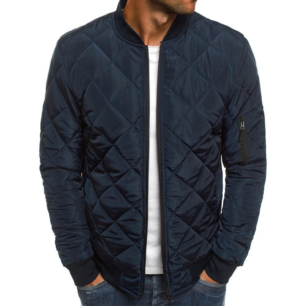 Men's Cotton-padded Solid Color Rhombus Seam Cotton Jackets Coat Overcoat Jacket The Clothing Company Sydney