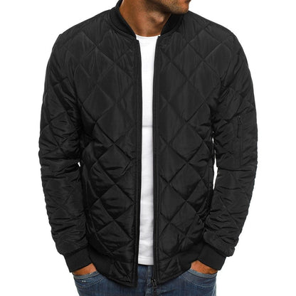 Men's Cotton-padded Solid Color Rhombus Seam Cotton Jackets Coat Overcoat Jacket The Clothing Company Sydney
