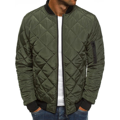 Men's Cotton-padded Solid Color Rhombus Seam Cotton Jackets Coat Overcoat Jacket The Clothing Company Sydney