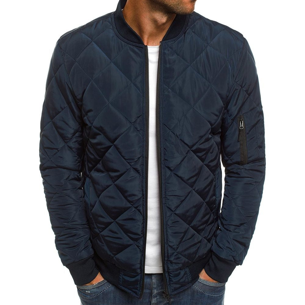 Men's Cotton-padded Solid Color Rhombus Seam Cotton Jackets Coat Overcoat Jacket The Clothing Company Sydney