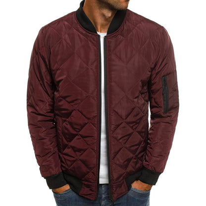 Men's Cotton-padded Solid Color Rhombus Seam Cotton Jackets Coat Overcoat Jacket The Clothing Company Sydney