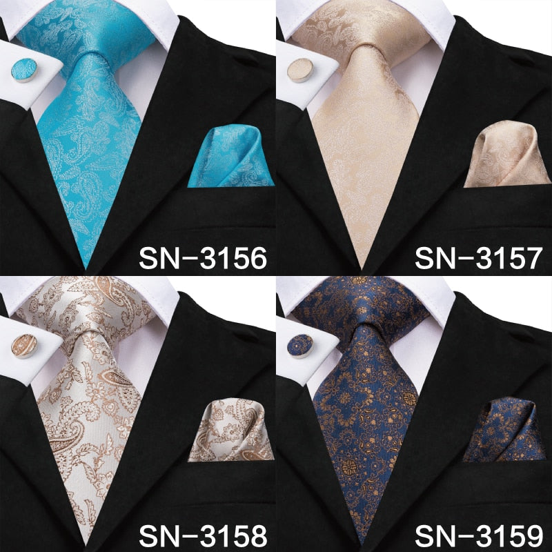 3 Piece 8.5cm Silk Men Floral Red Blue Neckties Classic Party Wedding Pocket Square Cufflinks Luxury Tie Set The Clothing Company Sydney