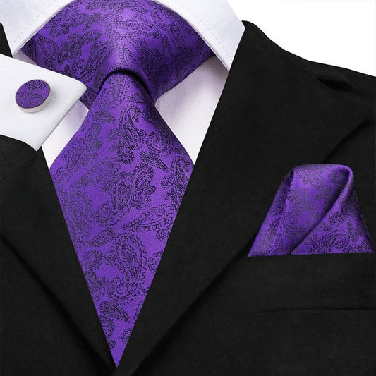 3 Piece 8.5cm Silk Men Floral Red Blue Neckties Classic Party Wedding Pocket Square Cufflinks Luxury Tie Set The Clothing Company Sydney