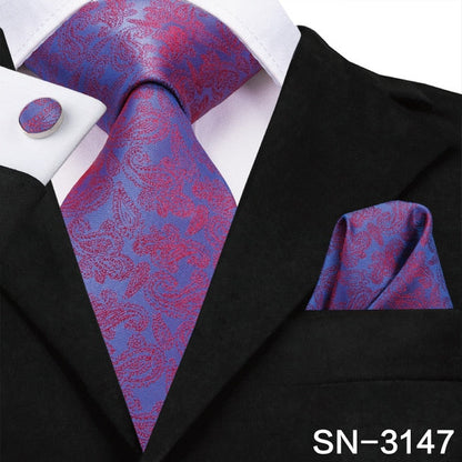 3 Piece 8.5cm Silk Men Floral Red Blue Neckties Classic Party Wedding Pocket Square Cufflinks Luxury Tie Set The Clothing Company Sydney