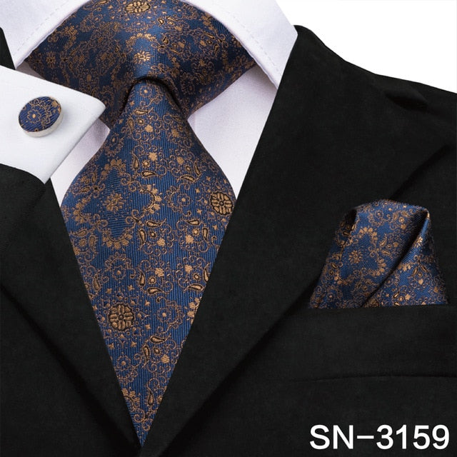 3 Piece 8.5cm Silk Men Floral Red Blue Neckties Classic Party Wedding Pocket Square Cufflinks Luxury Tie Set The Clothing Company Sydney