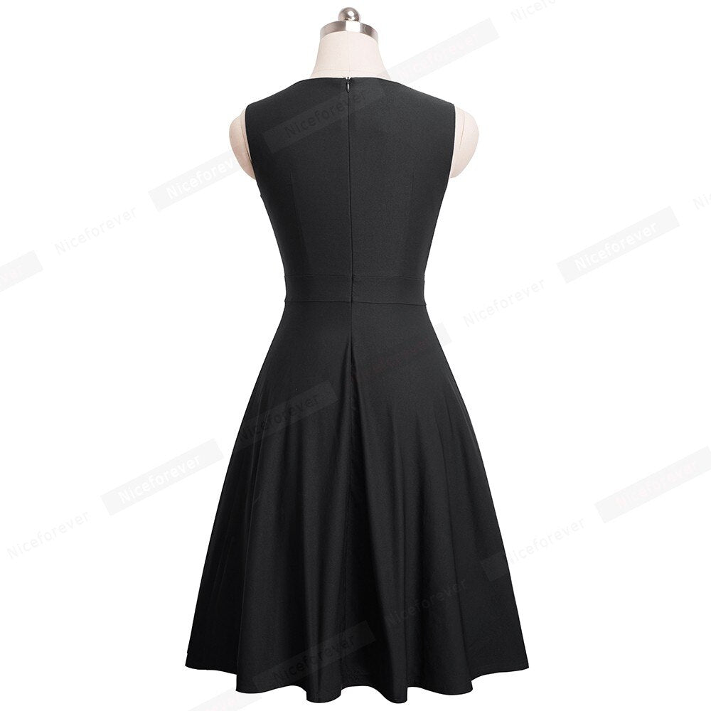 Elegant Embroidery Butterfly Sleeveless A-Line Business Party Women Flare Dress The Clothing Company Sydney