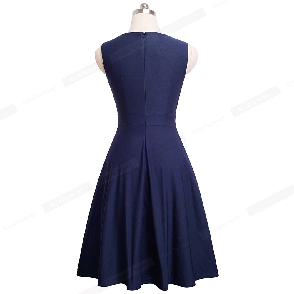 Elegant Embroidery Butterfly Sleeveless A-Line Business Party Women Flare Dress The Clothing Company Sydney