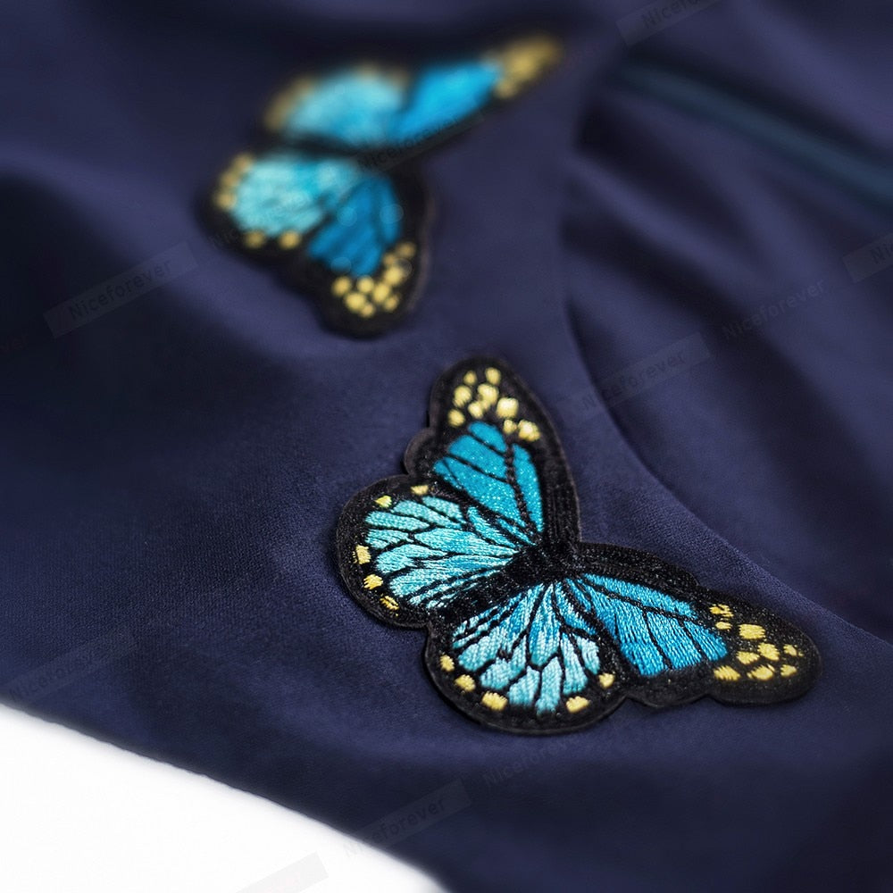 Elegant Embroidery Butterfly Sleeveless A-Line Business Party Women Flare Dress The Clothing Company Sydney
