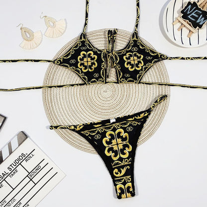2 Piece High Waist Hollow Out Bandeau Swimsuit Lace Up Micro Bikini Backless Bathing Suit The Clothing Company Sydney