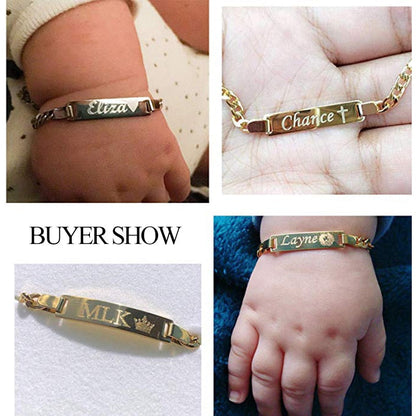 Personalized Custom Baby Name Bracelet Gold Tone Solid Stainless Steel Adjustable Bracelet The Clothing Company Sydney