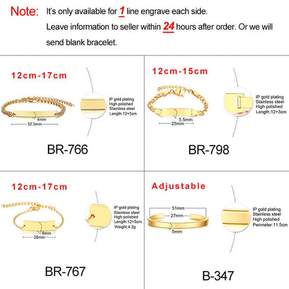 Personalized Custom Baby Name Bracelet Gold Tone Solid Stainless Steel Adjustable Bracelet The Clothing Company Sydney