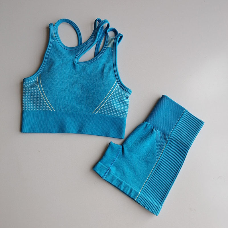 2 Piece Seamless Sports Bras Fitness Shorts Yoga Set Gym Breathable Stretch Sports Suit Running Training Wear The Clothing Company Sydney
