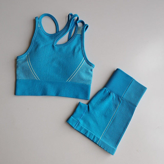 2 Piece Seamless Sports Bras Fitness Shorts Yoga Set Gym Breathable Stretch Sports Suit Running Training Wear The Clothing Company Sydney
