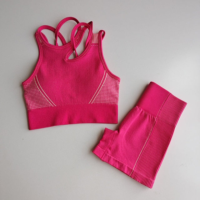 2 Piece Seamless Sports Bras Fitness Shorts Yoga Set Gym Breathable Stretch Sports Suit Running Training Wear The Clothing Company Sydney