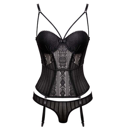 Bustier With Cup Girdle With Straps Transparent Underwear Tops Lingerie Corsets with G-String Set The Clothing Company Sydney