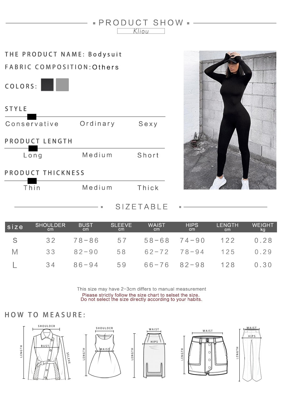 Solid black/gray long sleeve skiing  jumpsuit women elastic hight outfit fashion fitness sportwear slim rompers streetwear The Clothing Company Sydney