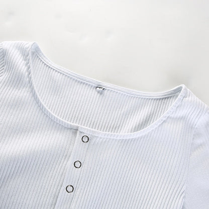 Autumn winter skinny button up long sleeve bodysuit The Clothing Company Sydney