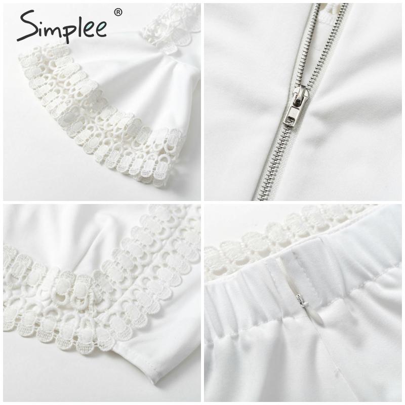 Elegant lace bodycon White 2 piece hollow out autumn dress suit Winter party club short party dresses The Clothing Company Sydney