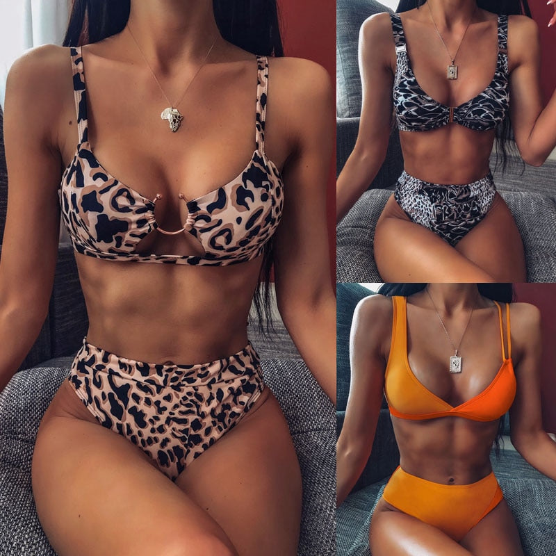 2 Piece High Waist Swimsuit Swimwear One Shoulder Thong Brazilian Bikini set The Clothing Company Sydney