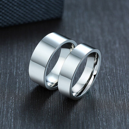 Classic Silver Color Wedding Ring Flat Top Stainless Steel Promise Ring For Women Men 6mm 8mm The Clothing Company Sydney