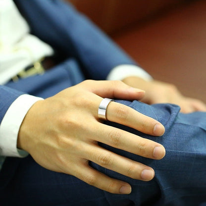 Classic Silver Color Wedding Ring Flat Top Stainless Steel Promise Ring For Women Men 6mm 8mm The Clothing Company Sydney