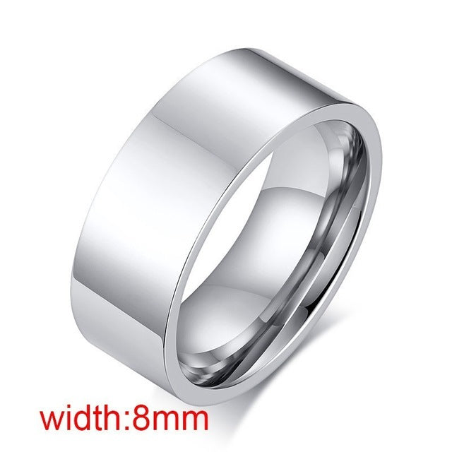Classic Silver Color Wedding Ring Flat Top Stainless Steel Promise Ring For Women Men 6mm 8mm The Clothing Company Sydney