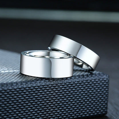 Classic Silver Color Wedding Ring Flat Top Stainless Steel Promise Ring For Women Men 6mm 8mm The Clothing Company Sydney