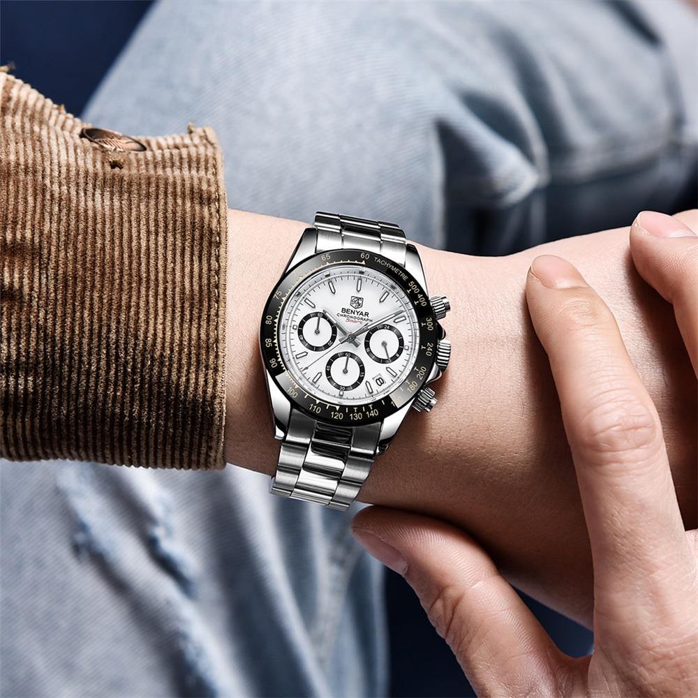 Benyar Men's Luxury Brand Chronograph Sport Waterproof Stainless Steel Quartz Watch The Clothing Company Sydney