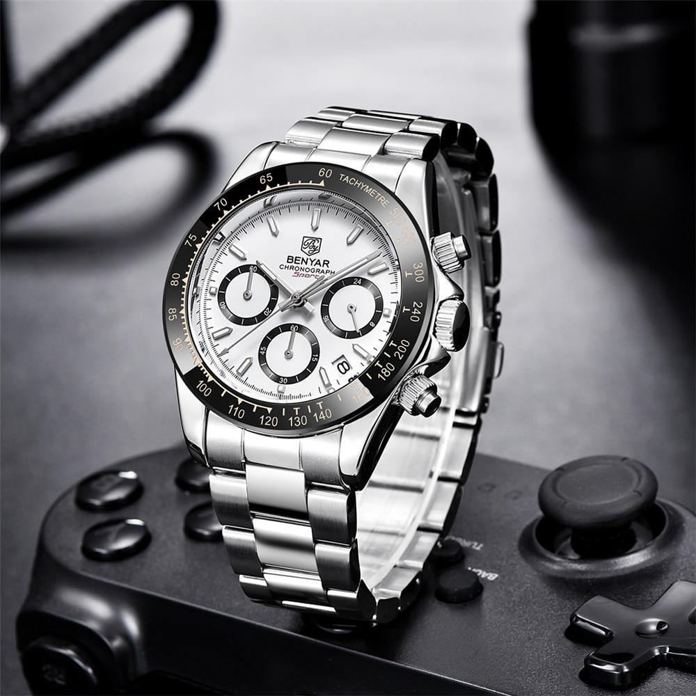 Benyar Men's Luxury Brand Chronograph Sport Waterproof Stainless Steel Quartz Watch The Clothing Company Sydney