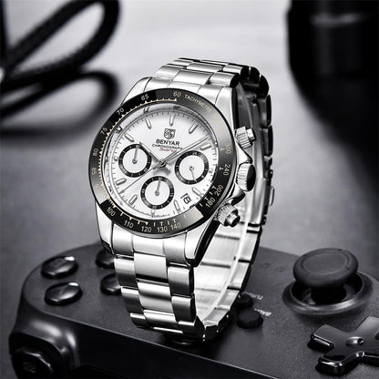 Benyar Men's Luxury Brand Chronograph Sport Waterproof Stainless Steel Quartz Watch The Clothing Company Sydney