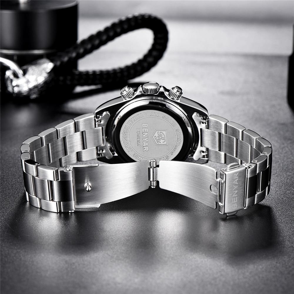 Benyar Men's Luxury Brand Chronograph Sport Waterproof Stainless Steel Quartz Watch The Clothing Company Sydney