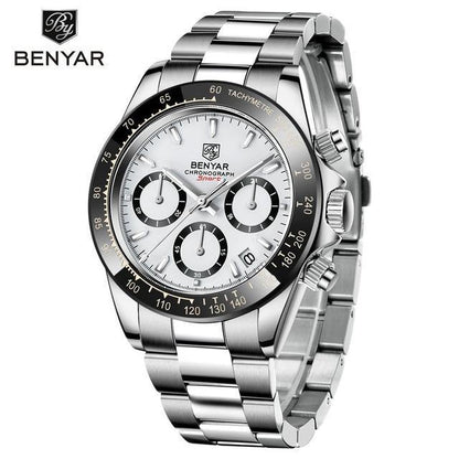 Benyar Men's Luxury Brand Chronograph Sport Waterproof Stainless Steel Quartz Watch The Clothing Company Sydney