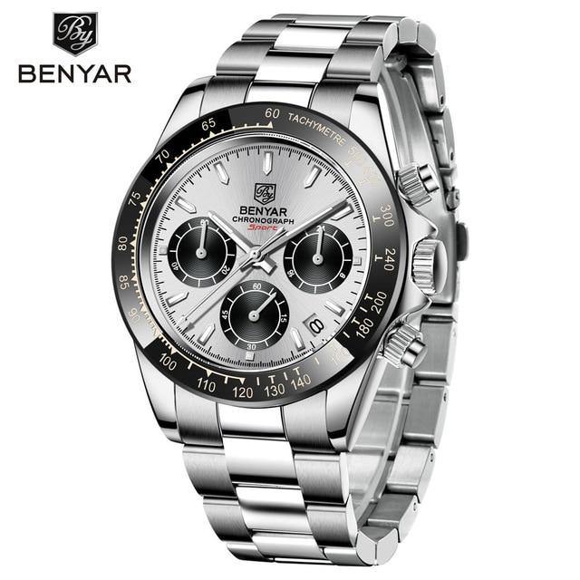 Benyar Men's Luxury Brand Chronograph Sport Waterproof Stainless Steel Quartz Watch The Clothing Company Sydney