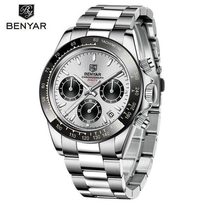 Benyar Men's Luxury Brand Chronograph Sport Waterproof Stainless Steel Quartz Watch The Clothing Company Sydney