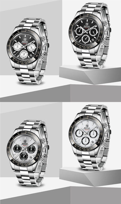 Benyar Men's Luxury Brand Chronograph Sport Waterproof Stainless Steel Quartz Watch The Clothing Company Sydney