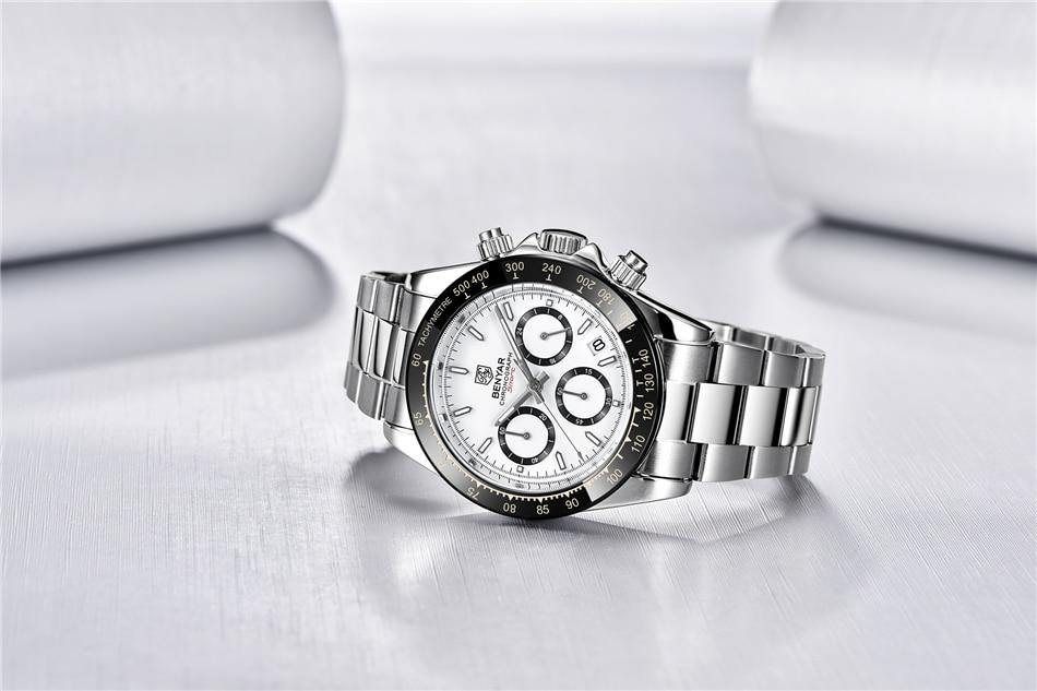 Benyar Men's Luxury Brand Chronograph Sport Waterproof Stainless Steel Quartz Watch The Clothing Company Sydney