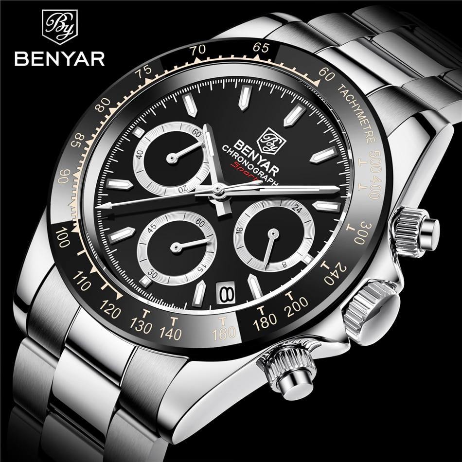 Benyar Men's Luxury Brand Chronograph Sport Waterproof Stainless Steel Quartz Watch The Clothing Company Sydney